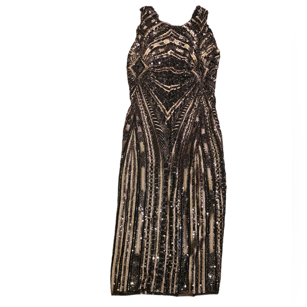 Zara Sequin Back Drape Dress